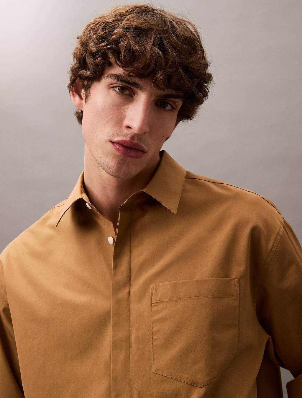Classic Cotton Long Sleeve Shirt, Classic Camel, hi-res