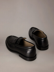 Leather Airfit&reg; Cushioned Penny Loafers, Triple Black, hi-res