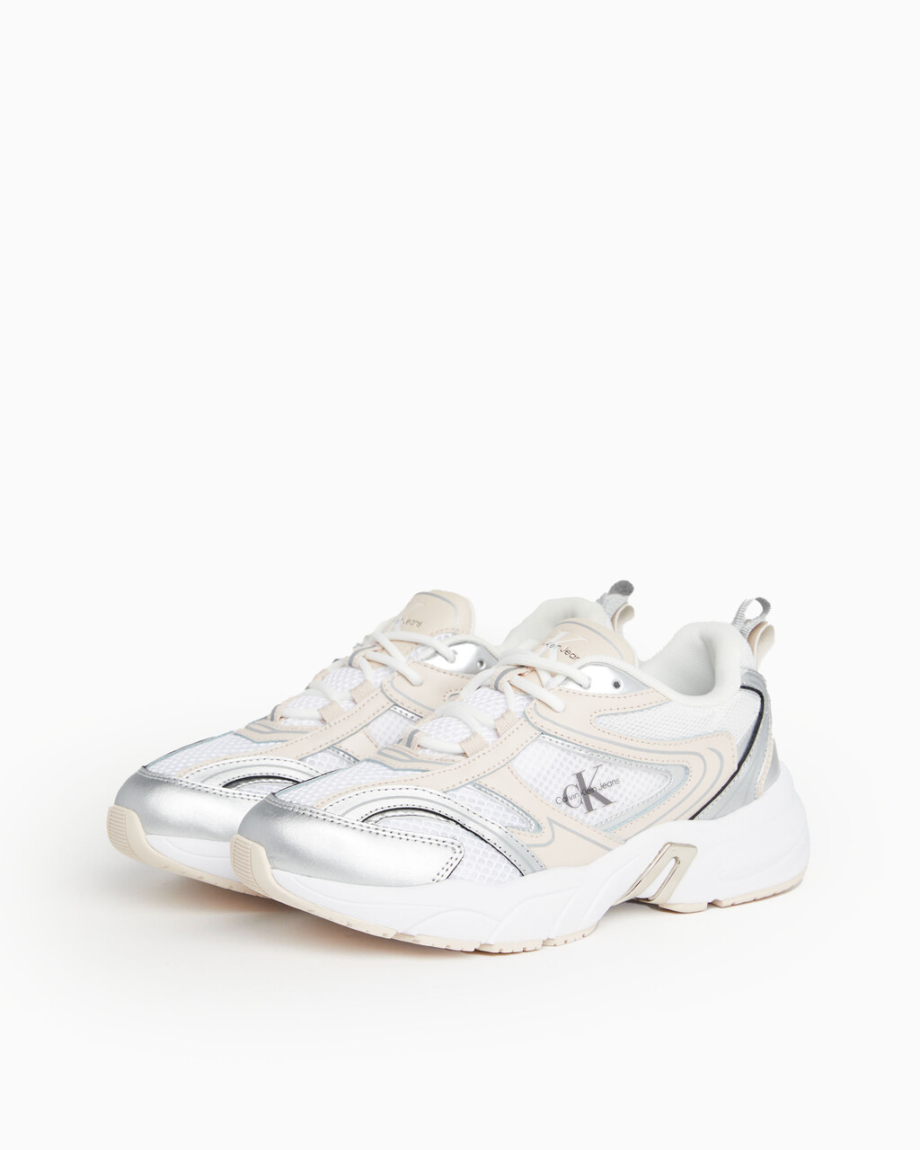 Leather Trainers, WHT/PINK/SILVER, hi-res