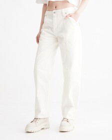 Reconsidered 90s Straight White Jeans, Off White, hi-res