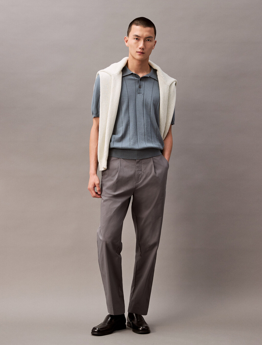 Tech Soft Touch Pleated Pants, Castlerock, hi-res