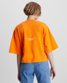 Relaxed Embroidered T-Shirt, Vibrant Orange, hi-res
