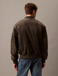 Padded Nylon Bomber Jacket, Beluga, hi-res