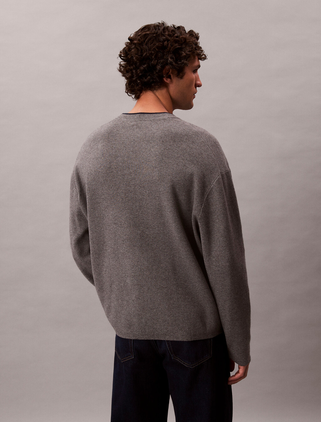 Embossed Monogram Logo Relaxed Sweater, Med. Grey Htr, hi-res