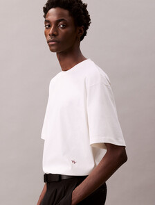 Cotton Silk Relaxed Tee, Snow White, hi-res
