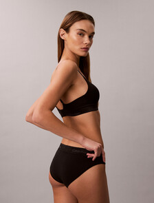 Lightly Lined Triangle Bralette - Icon Cotton Modal, Black, hi-res