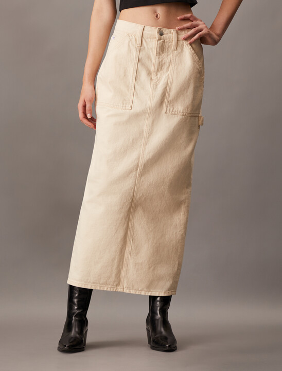 Denim Utility Maxi Skirt