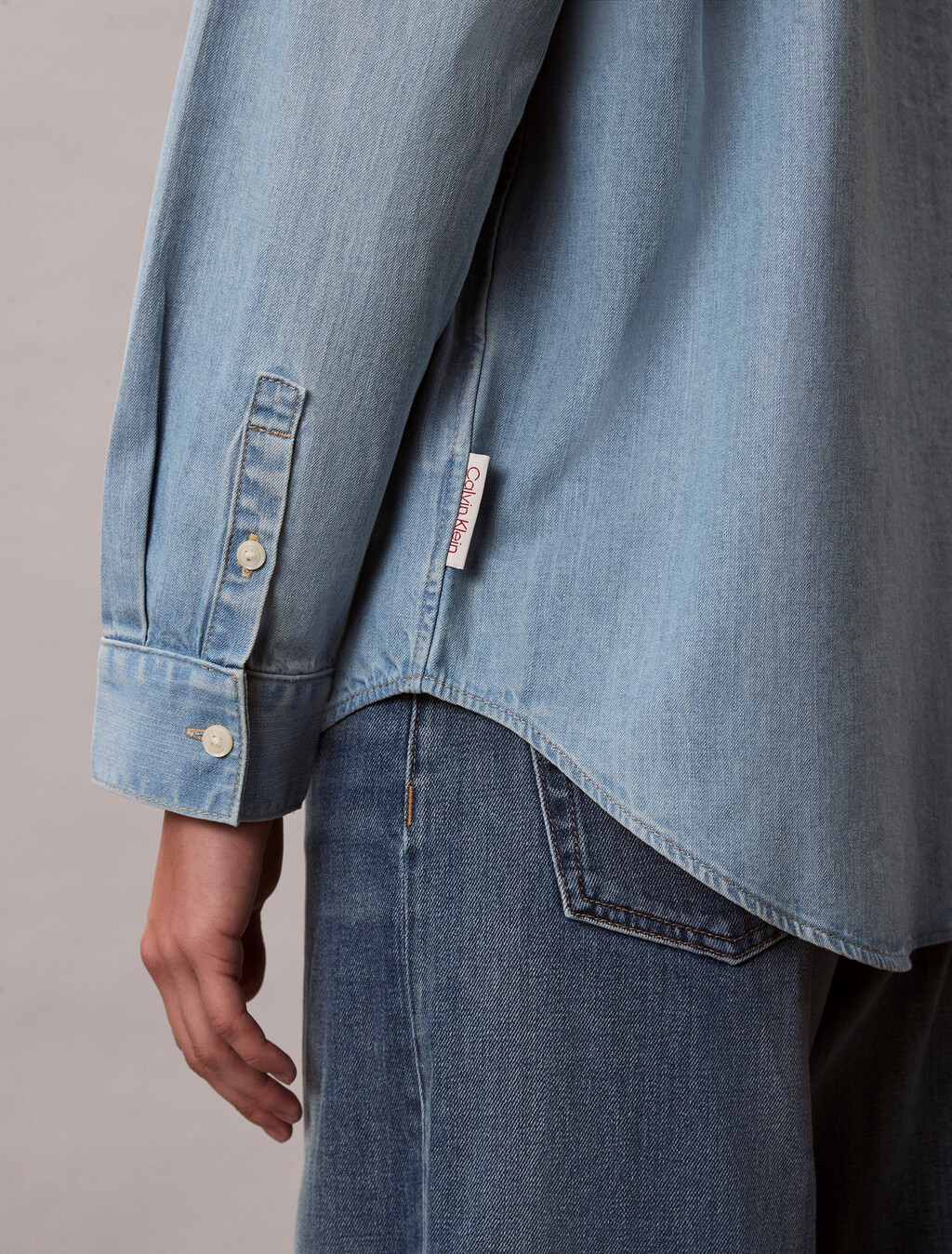 Oversized Denim Shirt, BRIGHTON BLUE, hi-res