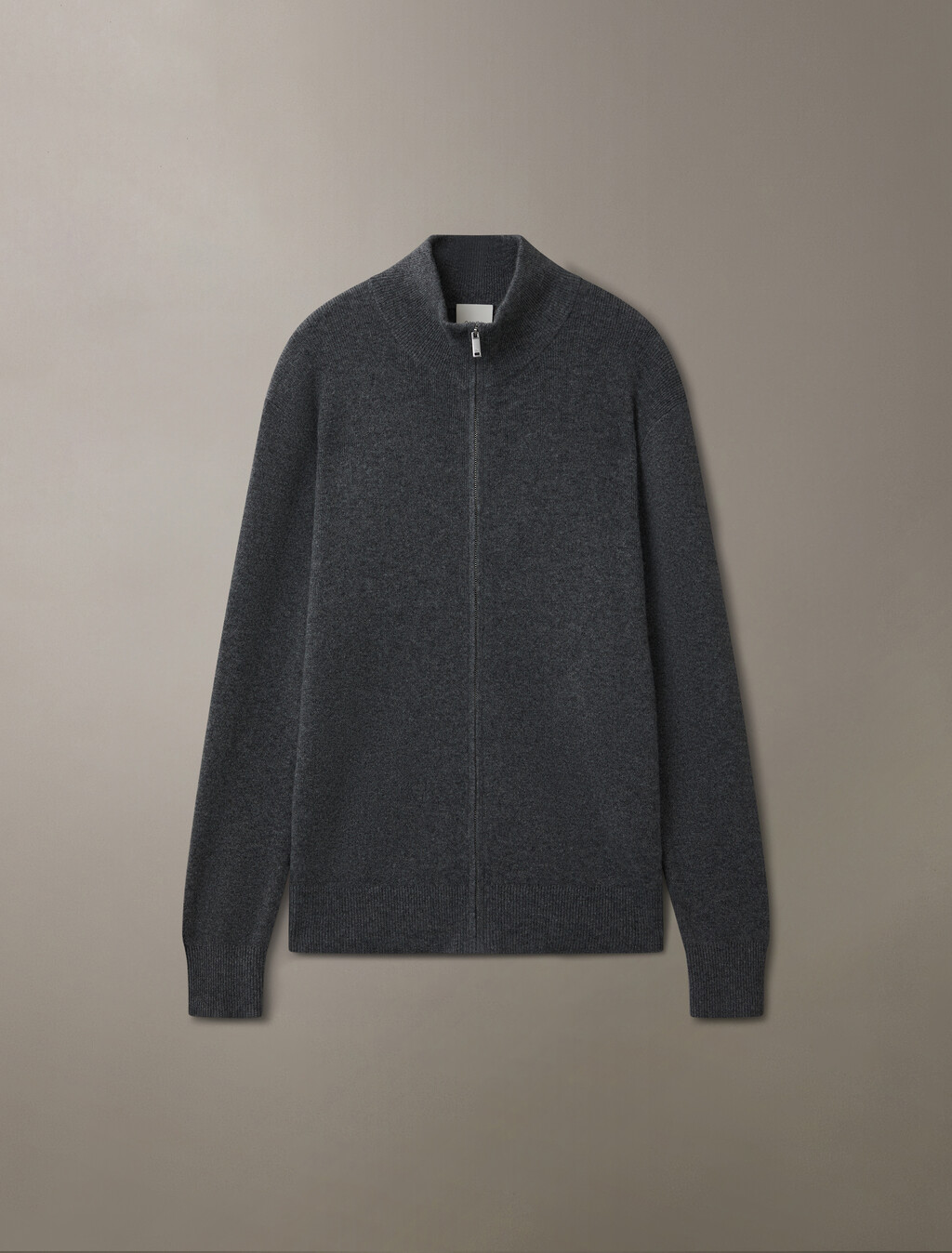Cashmere Full Zip Sweater, Dark Cliff Htr, hi-res