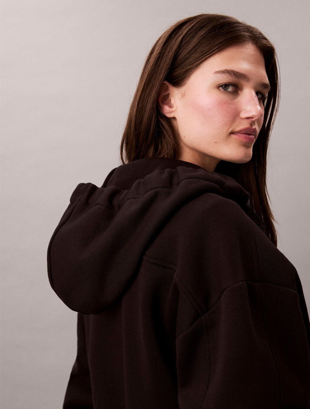 Logo Tape Zip Hoodie, Black, hi-res