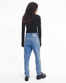 SLIM RIBBED MOCK NECK TOP, Ck Black, hi-res