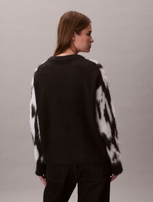 Brushed Alpaca Blend Printed Jumper, Brilliant White Combo, hi-res