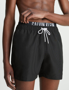 Double Waistband Medium Swim Trunks, Pvh Black, hi-res