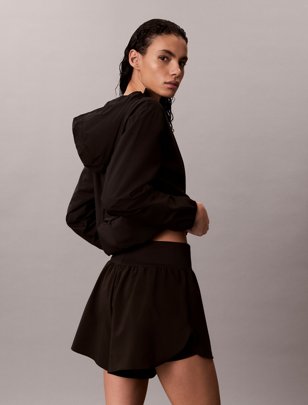 Water-Repellent 2-in-1 Gym Shorts, Black, hi-res