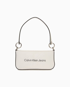 SCULPTED MONOGRAM SHOULDER POUCH, ANCIENT WHITE, hi-res