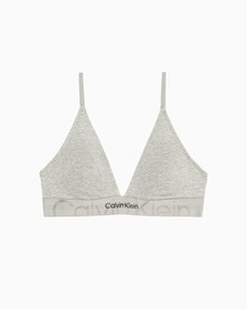 EMBOSSED ICON COTTON LIGHTLY LINED TRIANGLE BRA, Grey Heather, hi-res