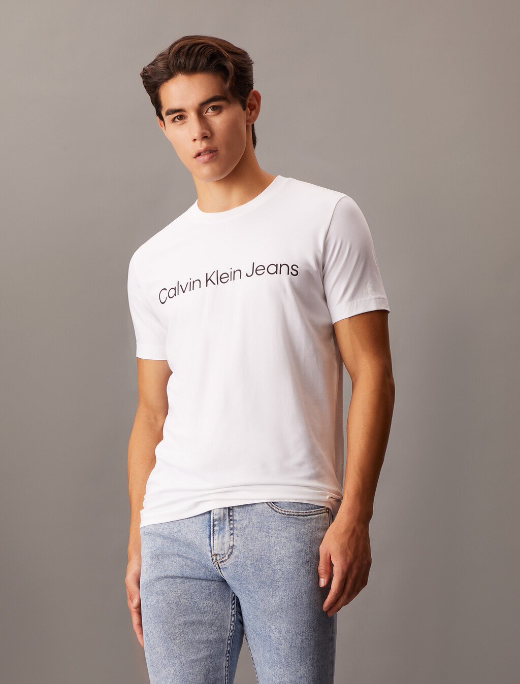 Institutional Logo Slim Short Sleeve Tee, Bright White, hi-res