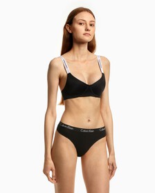 TAILORED LOGO LIGHTLY LINED WIREFREE BRA, Black, hi-res
