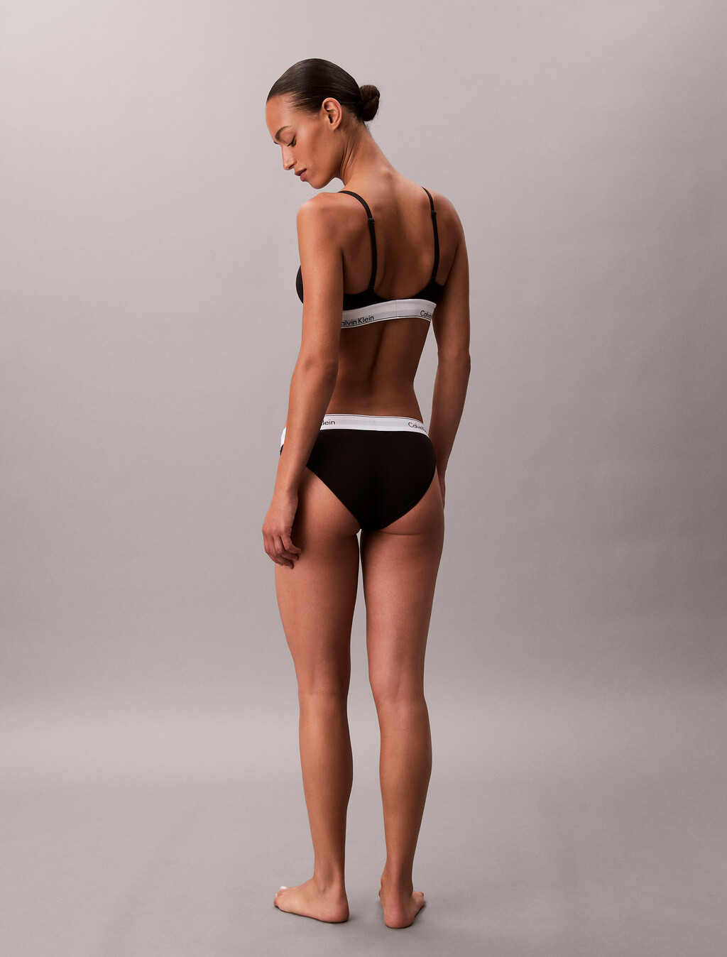 Icon Cotton Lightly Lined Triangle Bra, BLACK, hi-res