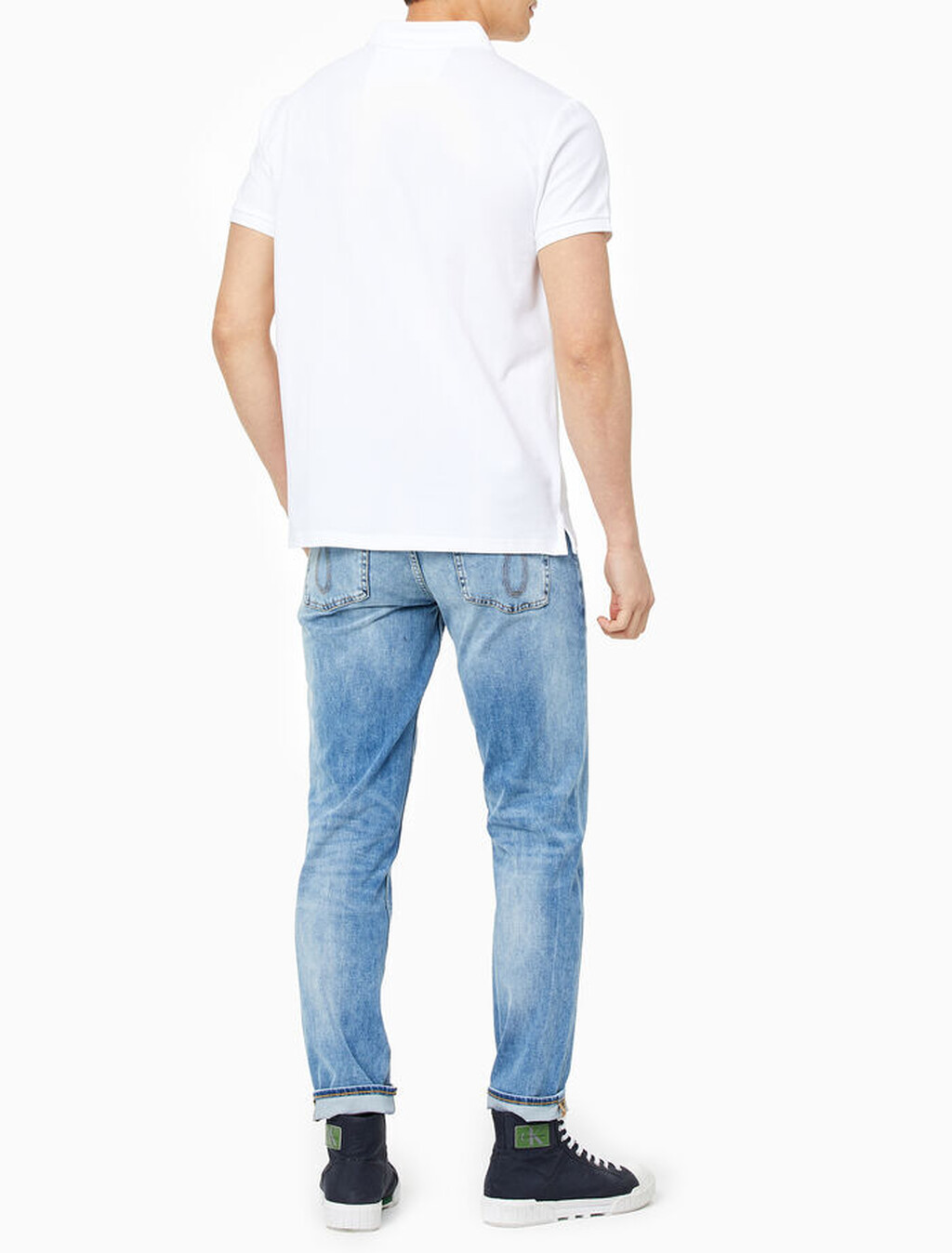 CK Logo Badge Slim Polo Shirt, Bright White, hi-res