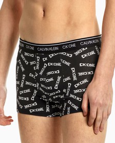 CK One Cotton Low Rise Trunk 2 Pack, Black Inked Logo Print Black, hi-res