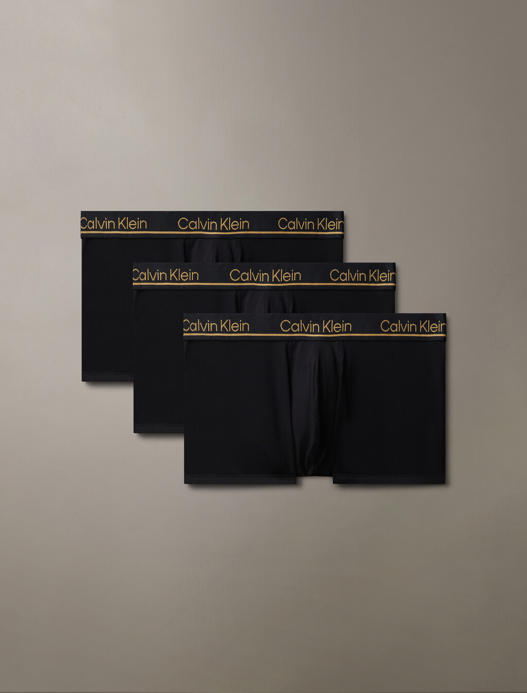 CK Micro Plus Holiday Low Rise Trunks 3 Pack, black w gold, hi-res