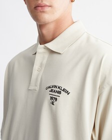 Varsity Curved Logo Polo, Eggshell, hi-res