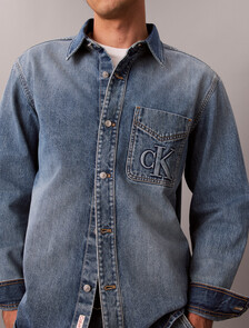 Embossed Denim Overshirt, MEDALLION, hi-res