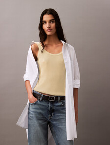 Viscose Rib Knit Tank Top, Turtledove, hi-res