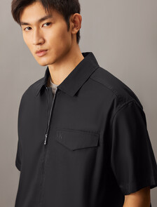 Zip Up Poplin Shirt, Ck Black, hi-res