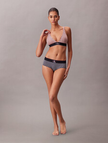 Triangle Bralette - Graphic Monogram Microfibre Stretch, MINI STEPPING LOGO BRIGHT PEACH, hi-res