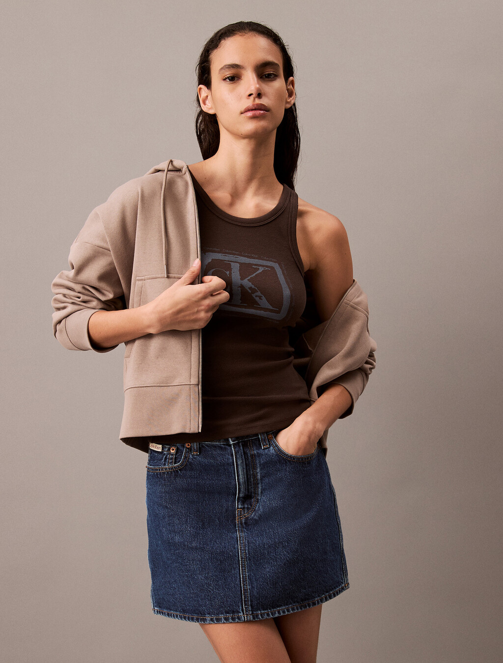 High Rise Denim Mini Skirt, PACIFICO, hi-res