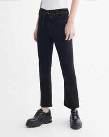 HIGH RISE SLIM BOOTCUT BODY JEANS, Washed Black Hem Embro, hi-res