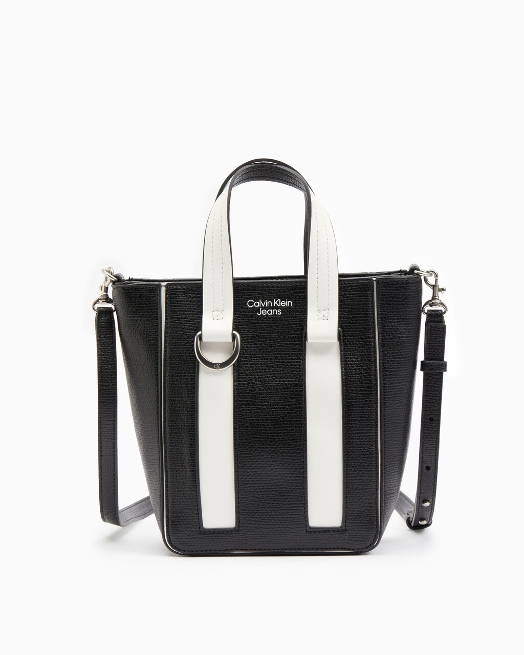COLOR BLOCK TOTE, BLK/BRT WHT, hi-res