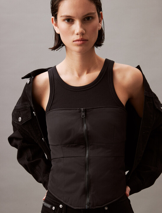 Padded Zip Bustier Top
