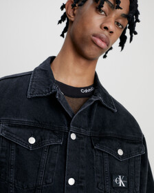 Relaxed Denim Jacket, WASHED BLACK, hi-res