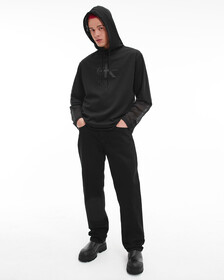 BLACK ARCHIVAL MONOGRAM MESH HOODIE, Ck Black, hi-res