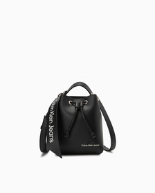 SCULPTED BUCKET BAG, BLACK, hi-res