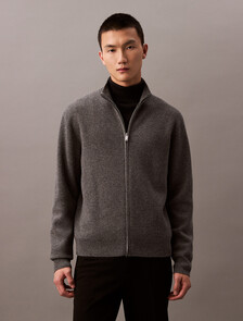 Cashmere Full Zip Sweater, Dark Cliff Htr, hi-res