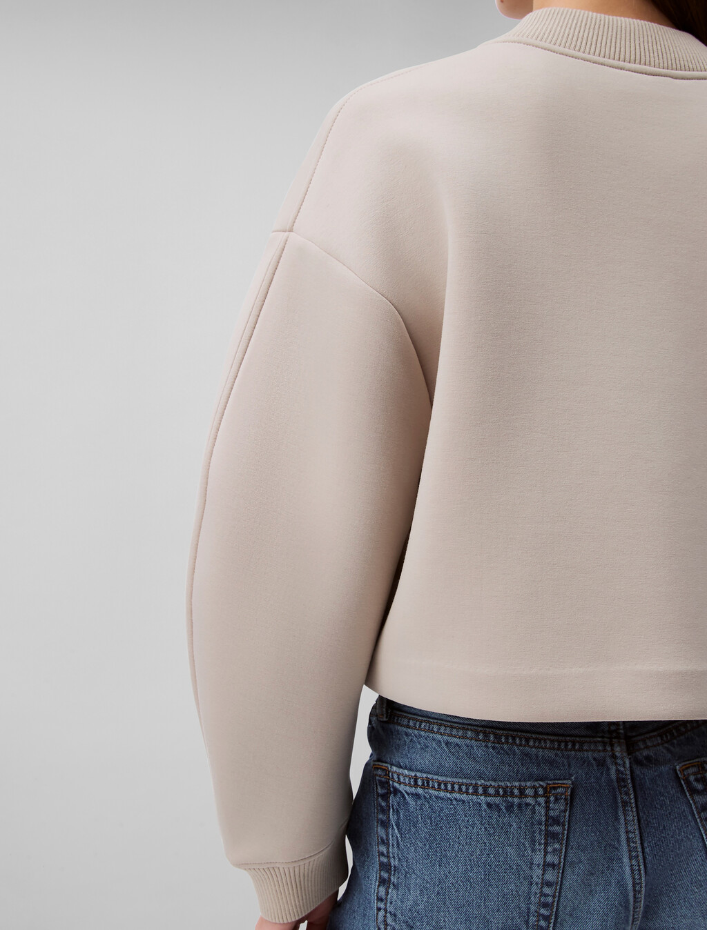 Oversized Scuba Zip Bomber Jacket, Feather Gray, hi-res