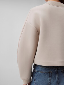Oversized Scuba Zip Bomber Jacket, Feather Gray, hi-res