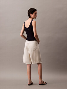 Relaxed Denim Bermuda Shorts, Silver Birch, hi-res