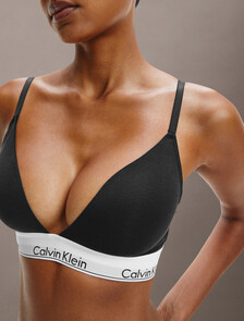 Icon Cotton Lightly Lined Triangle Bra, BLACK, hi-res