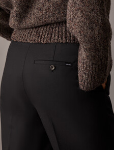 Coated Gabardine Flare Trousers, Black Beauty, hi-res