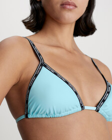 Logo Tape Triangle Bikini Top, Blue Splendor, hi-res