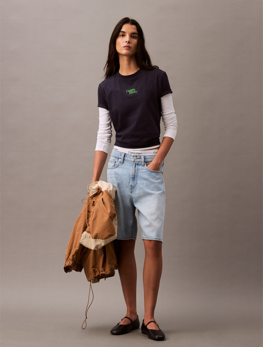 Flocked Logo Crewneck Tee, Baritone Blue, hi-res