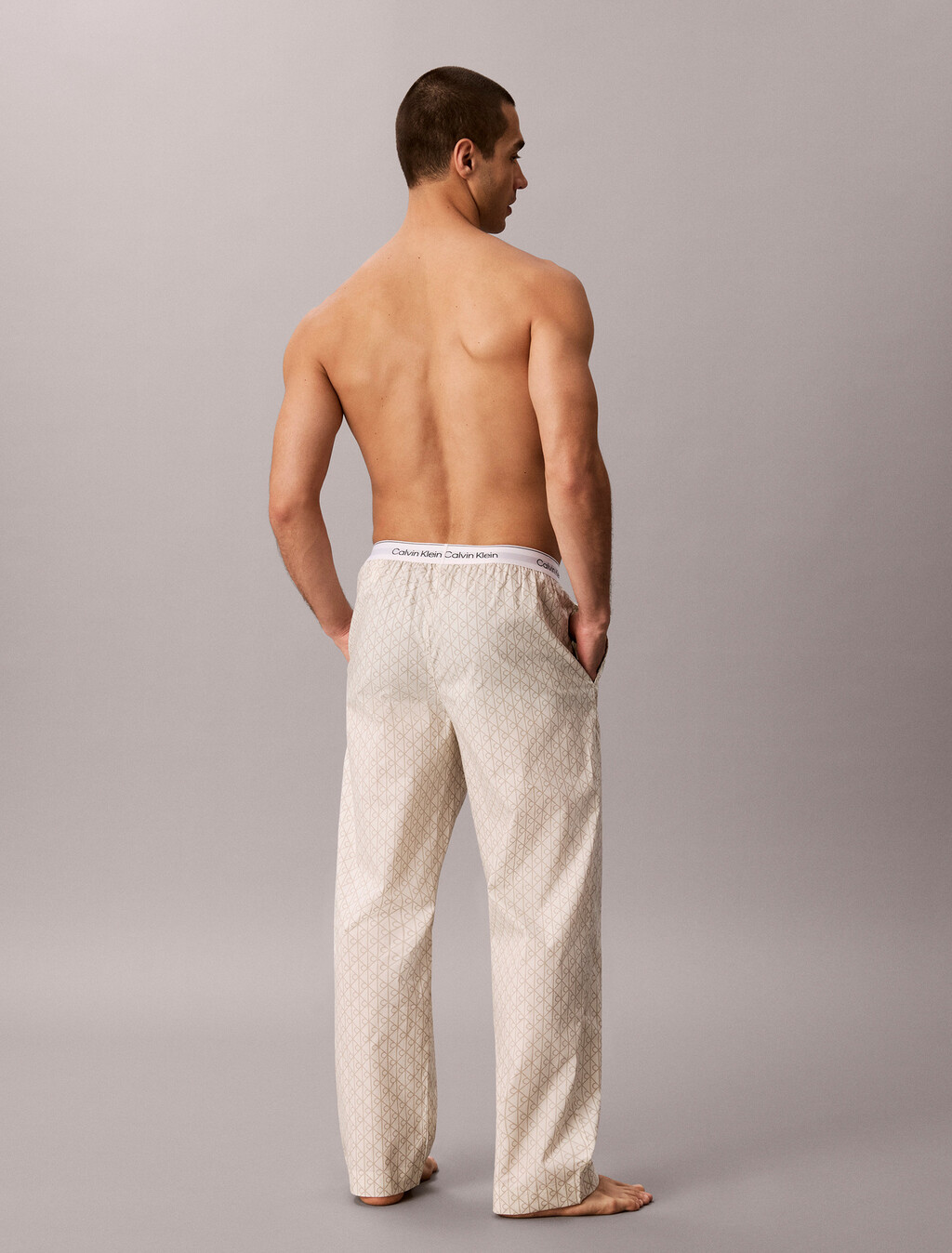 Cotton Poplin Sleep Pants, 21690 Dual Emblem+Tofu, hi-res
