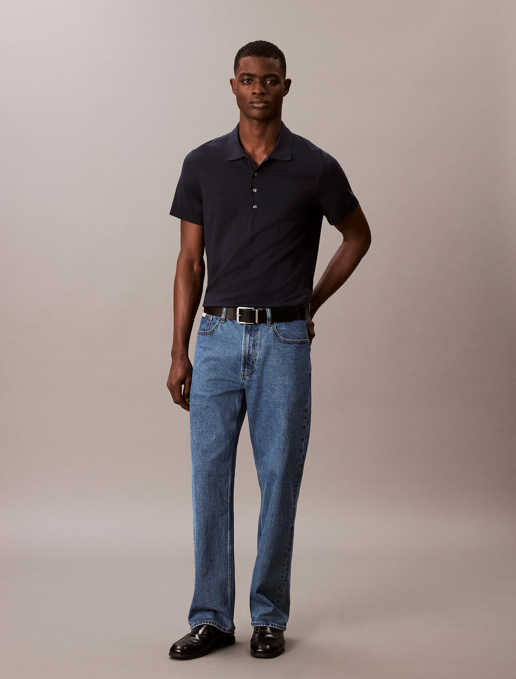 Fine Knit Lyocell Blend Polo Shirt, Dark Sapphire, hi-res