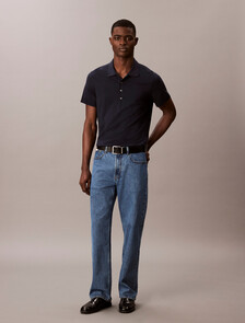 Fine Knit Lyocell Blend Polo Shirt, Dark Sapphire, hi-res
