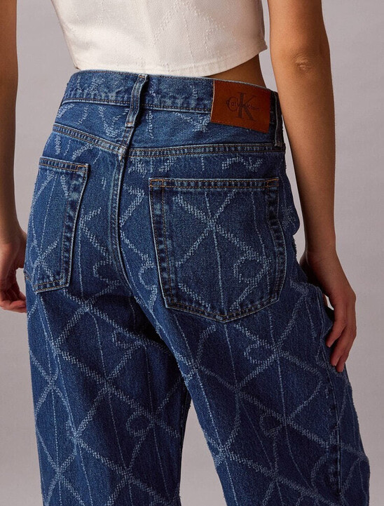 Allover Monogram Low Rise Baggy Jeans
